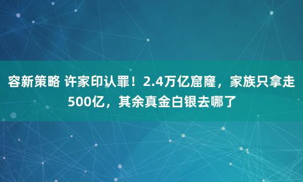 容新策略 许家印认罪！2.4万亿窟窿，家族只拿走500亿，其余真金白银去哪了